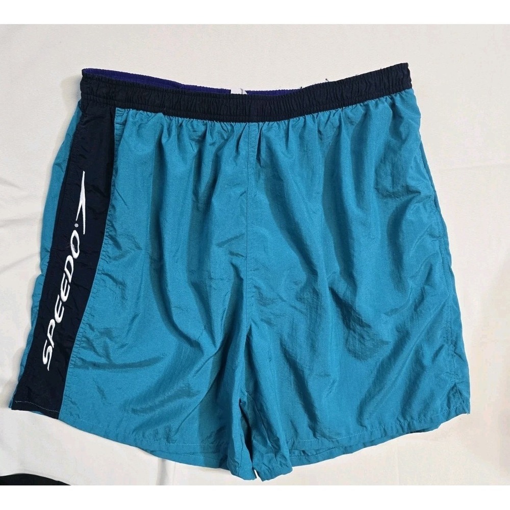 Speedo Men's Swimming‎ Shorts XL  Nylon Lined Blue Drawstrings Y2K Vintage